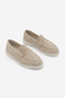 Women's Genuine Leather Lace Detail Penny Loafer Daily Shoe Ginar Beige Suede - 5