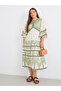Plus Kaftan Midi Dress with Tropical Print