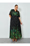 Plus Size Green Embellished Floral A-Line Maxi Dress - 3