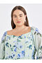 Plus Green Midi Dress with Floral Print - 4