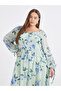 Plus Green Midi Dress with Floral Print - 3