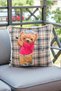 Cushion Cover 45X45 cm Teddy Bear Patterned – Babyface Fabric with White Piping and Hidden Zipper