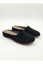Women's Black Suede Stone House Slippers with Black Stone Detail, Non-Slip, Silent Sole, Stylish and Comfortable - 3