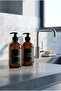 Amber Color Liquid Soap Dispenser and Dishwashing Detergent Dispenser Set with Black Label - 5