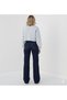Navy Blue High Waist Loose Jeans Dark Blue Washed Palazzo Lycra Stretch Denim Fabric Navy Blue Jeans - 3