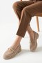 Meart Women's Genuine Leather Casual Shoes - Beige Suede - 7