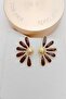Brown Half Daisy Gold Women's Earrings (4cm) - 2