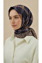 وشاح من الرايون بنقشة الكاروهات - أزرق داكن / طابوق - 2