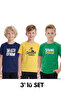 3-Piece Round Neck Basic 3-Piece Boys' T-Shirt with Print Detail
