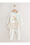 100% Organic Cotton Ecru Colored Rabbit Tutu Single Jumpsuit Set Alyaw2301