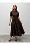 Brown Flared Midi Dress - 05174 - 2