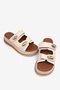 Women's Beige Comfortable High-Sole Velcro Slippers - 3