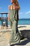 Khaki Strappy Pocketed Wide Leg Cotton Casual Woven Overalls 135 50 - 4