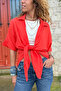 Coral Tie-Dye Cotton Long Back Crop Woven Blouse 70 45