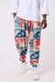 Japanese Design Unisex Ethnic Patterned Loose Bohemian Shalwar with Elastic Waist and Cuffs and Pockets - 2