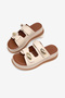 Women's Beige Comfortable High-Sole Velcro Slippers - 4