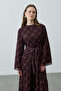 Plaid Tie Dress Burgundy - 5