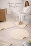 3-Piece Plush Bath Mat with Non-Slip Base, Washable, Luxurious, Soft Toilet Seat Set, Cream Water-Absorbing Carpet - 3