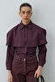 Cape and Penfolded Shirt, Plum Color - 7