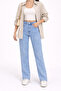 Women's Light Blue High Waist Straight Fit Jean Pants Comfortable Fit Casual Denim Jeans