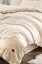 Bohemian Elastic Sheet Double Ruffled Duvet Cover Set Soft Textured Natural 100% Cotton Fabric + 2 Gift Buttoned Pillowcases - 3