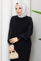 Women's Spider Web Patterned Sleeve Silk Kupra Mercerized Knitwear Dress - 5