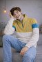 Regular Mock Neck 3-Block Sweatshirt - 4
