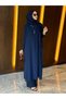 Cotton/Viscose and Chiffon Fabric Double Set-Navy Blue - 3