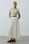 Pleated Gathered Maxi Skirt White - 2