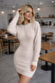 Women's Knitwear Dress Beige Long Sleeve Buttoned Round Neck Basic Stylish Casual Soft - 5