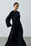 Part Detailed Modal Dress Black - 2