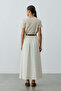 Pleated Gathered Maxi Skirt White - 4