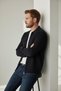 Zippered Polo Collar Double Pocket Steel Knitwear Navy Blue Knitwear Cardigan - 4