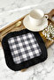 Luxury Plaid Fringed Decorative Fabric Napkin - Monochrome Modern Black and White Coaster Tissue - 5