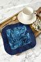 Night Wave Fringed Presentation Napkin - Marine Spirit Bohemian Dark Blue Design Coaster Tissue - 7