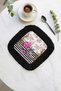 Baroque Elegance Fringed Presentation Napkin - Floral Art Deco Luxury Black Gold Colored Coaster Tissue