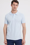 Men's Slim Fit 100% Cotton Short Sleeve Polo Collar Turquoise T-Shirt