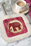 Indian Motif Fringed Presentation Napkin - Elegant Eastern Breeze Bohemian Burgundy Coaster Tissue - 4