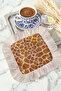 Giraffe Fringed Coffee Side Serving Napkin - Elegant Bohemian Cream Fringed Coffee Side Presentation Napkin - 6