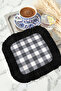 Luxury Plaid Fringed Decorative Fabric Napkin - Monochrome Modern Black and White Coaster Tissue - 2