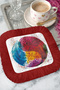 Mandala Yin Yang Fringed Presentation Napkin - Energy-Filled Bohemian Red Colored Coffee Side Presentation Napkin - 8