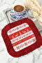Nordic New Year's Festive Fringed Presentation Napkin - Winter Themed Rustic Red and White Coaster Napkin - 4
