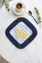La Dolce Vita Written Fringed Presentation Napkin - Mediterranean Themed Blue and White Modern Coaster Tissue - 7