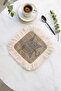 Luxurious Leopard Figured Fringed Coffee Side Serving Napkin - Wild Bohemian Safari Beige Cream Presentation Napkin - 3