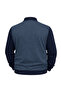 Men's Large Size Navy Blue Polo Collar Zippered Knitwear Sweater 5Xl-6Xl-7Xl-8Xl - 6
