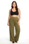 Women's Khaki Textured Plus Size Pajama Bottoms with Pockets