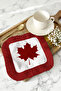 Red Plaid Leaf Fringed Presentation Napkin - Retro Style Black Red Fringed Coaster Tissue - 5