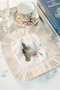 Winter Scenic Fringed Coffee Side Presentation Cocktail Napkin - Natural Wooden Rustic Beige Coaster Tissue - 4