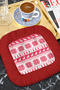 Nordic New Year Motif Fringed Presentation Napkin-Winter Celebration Bohemian Red and White Coaster Tissue - 8