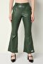 Women Regular Fit Solid Flare Pants, Dark Green